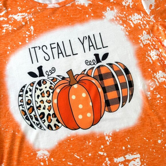 Its Fall Yall T Shirt Sz Medium Graphic Print Orange Pumpkin Design Casual Top - Picture 4 of 9